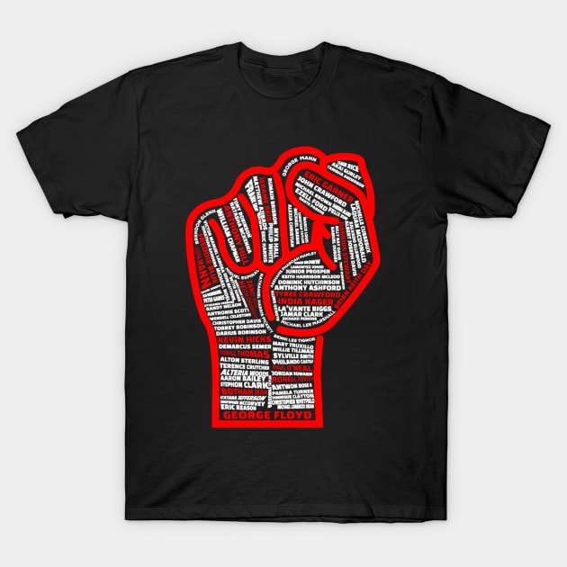 BLM Fist Say Their Names #blacklivesmatter T-Shirt by irenelopezz